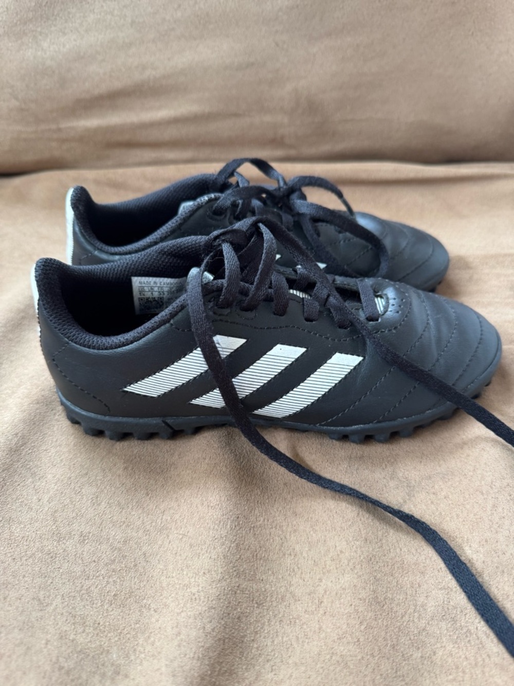 adidas Kids Black Sneakers with White Stripes